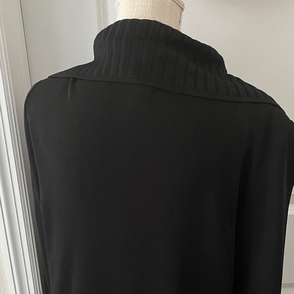 Exclusively Misook Elegant Black Button-Up Shawl Collar Long Cardigan /Jacket - Picture 8 of 11